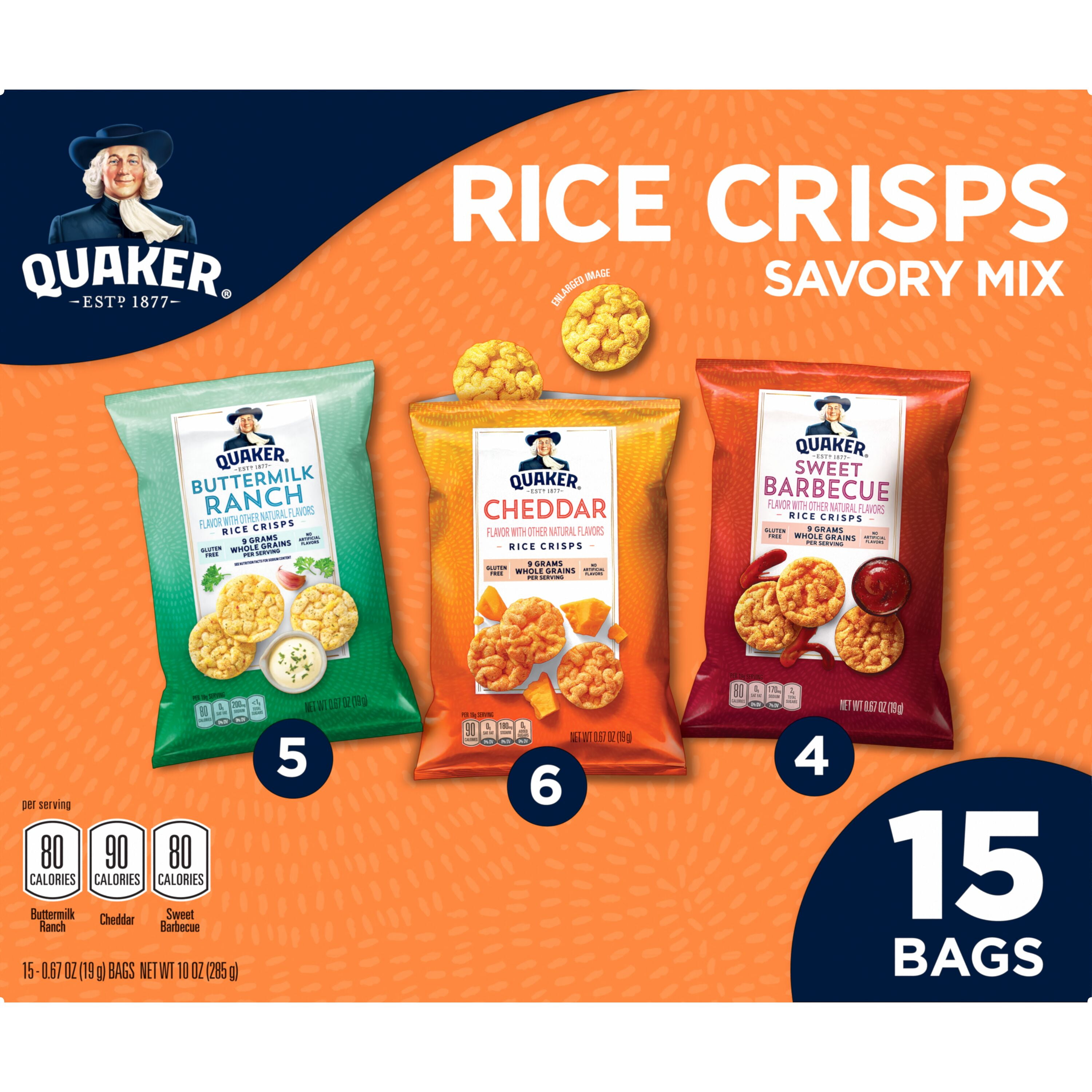 Quaker Rice Crisps Savory Mix, Variety Pack (Ranch, Cheddar