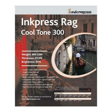 Inkpress Rag Warm Tone Inkjet - Inkpress Rag Cool Tone 300 Double Sided, Bright White Matte Inkjet Paper, 23 mil, 300 gsm, 95% Bright, 8.5x11
