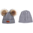 thumbnail image 2 of Gorro de punto con pompón doble para niños y niñas, 2 of 2