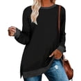 thumbnail image 1 of Blusa de manga larga con cuello redondo, blusa de manga larga para mujer, blusas de color lindo con manga larga y abertura lateral, blusas de manga larga que mejoran tu experiencia, 1 of 6