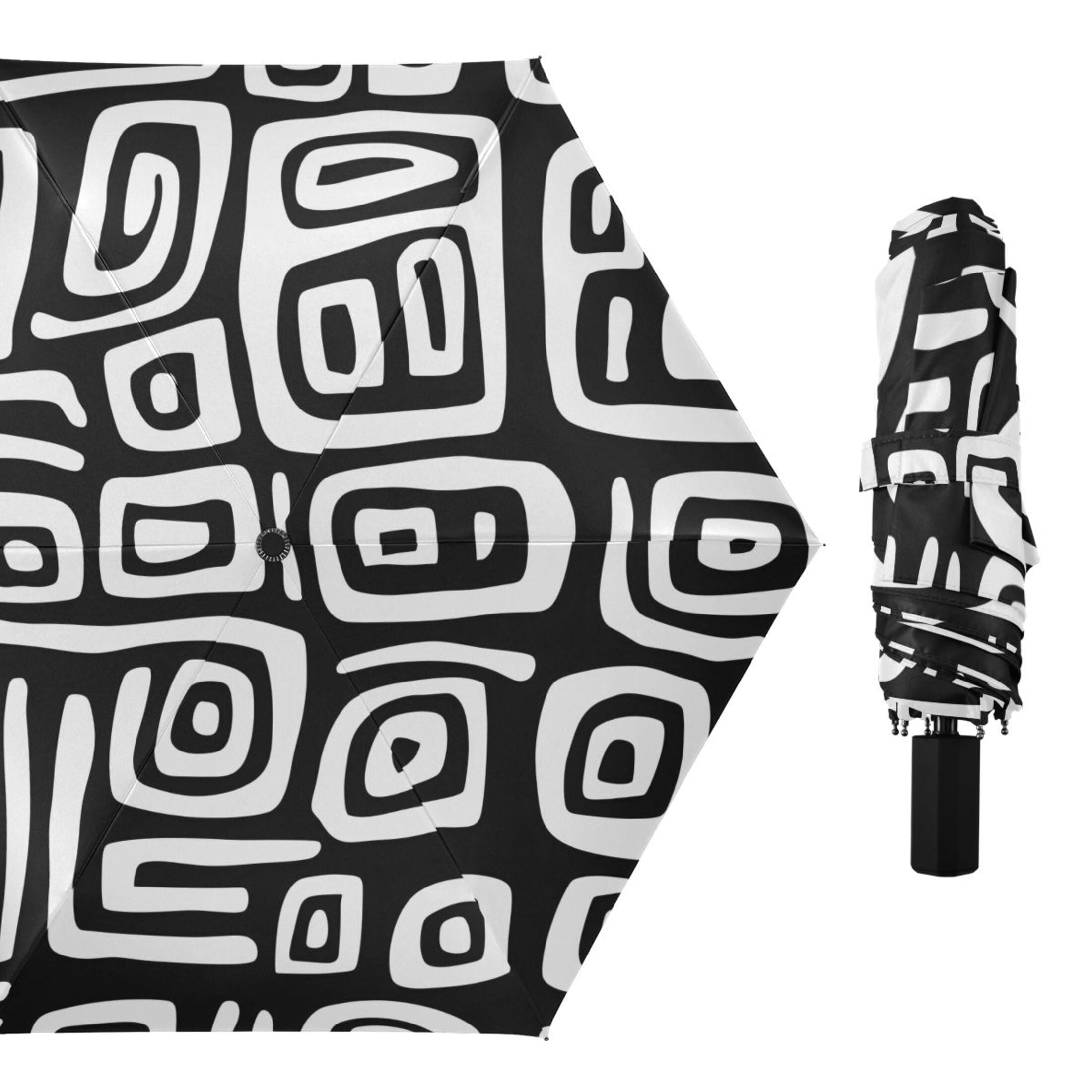 ALAZA Funny Stripes Pattern UPF 50+ Compact Folding Umbrella for Rain Travel Umbrella Packable