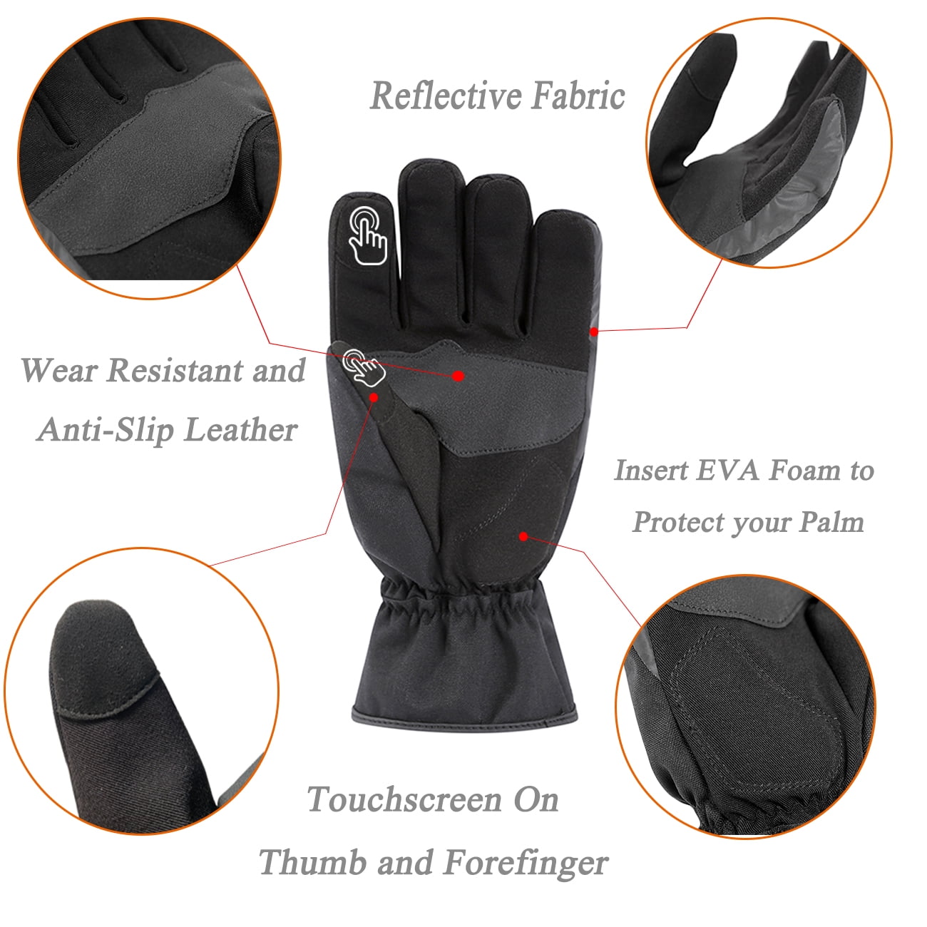 YOMEGO Warm Touchscreen Ski Gloves Winter Work Snow Gloves with 3M Insulated Cotton for Men and Women,Good for Skiing Snowboarding Driving Riding