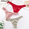 thumbnail image 2 of Lencería Sexy para mujer/bragas Sexy de encaje de Cintura baja/bragas transpirables cómodas sin costuras con moño M-Xlpangjing, 2 of 4
