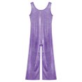 thumbnail image 3 of YONGHS Kids Girls Dance Jumpsuit Glitter Metallic Bell Bottomed Bodysuit Tank Long Unitard Purple 2-3, 3 of 5