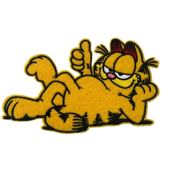 Garfield Character Lying Down Cartoon 2.75 Inches Wide Embroidered Patch