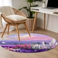 thumbnail image 4 of Purple Lavender Round Area Rug 3Ft Washable Small Circle Rugs for Kitchen Entryway, Spring Country Oil Painting Butterfly Flower Non-Slip Carpet Floor Mats Indoor Outdoor Carpet Runner Home Decor, 4 of 8