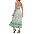 thumbnail image 6 of HDE Women's Strapless Maxi Dress Bohemian Sundress Boho Green Floral Ruffle 2X-3X, 6 of 6