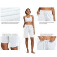 thumbnail image 5 of BALEAF Women's Bermuda Shorts Cotton Long Shorts with Pockets White M, 5 of 7