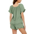 thumbnail image 3 of HUANBAI Women's Casual Solid Color Sleepwear Set With Bowknot Trim Short Sleeve Short Pajamas For Home Spring Summer Nightwear Comfortable Outfit Casual Pajama Dress, 3 of 4