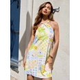 thumbnail image 5 of Multicolor Womens Halter Neck Allover Print A-Line Mini Sundress For Summer Beach Vacation & Casual Outing, 5 of 8