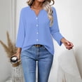 thumbnail image 4 of Endives Women's Button Down Shirts 3/4 Length Sleeve Tops V Neck Blouses Loose Fit Summer Outfits, 4 of 6