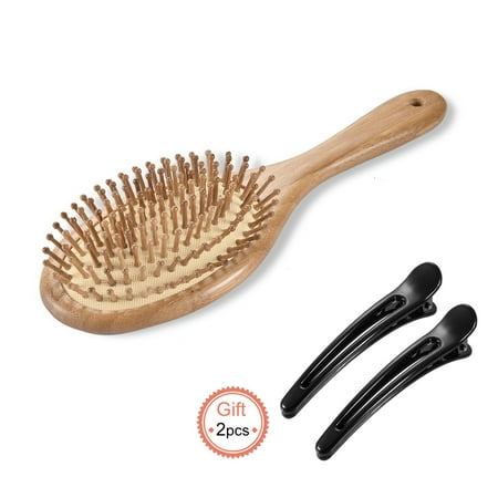 PRETTY SEE Wooden Hair Brush with Air Cushion Combs for Scalp Massage Anti-static, No Hair
