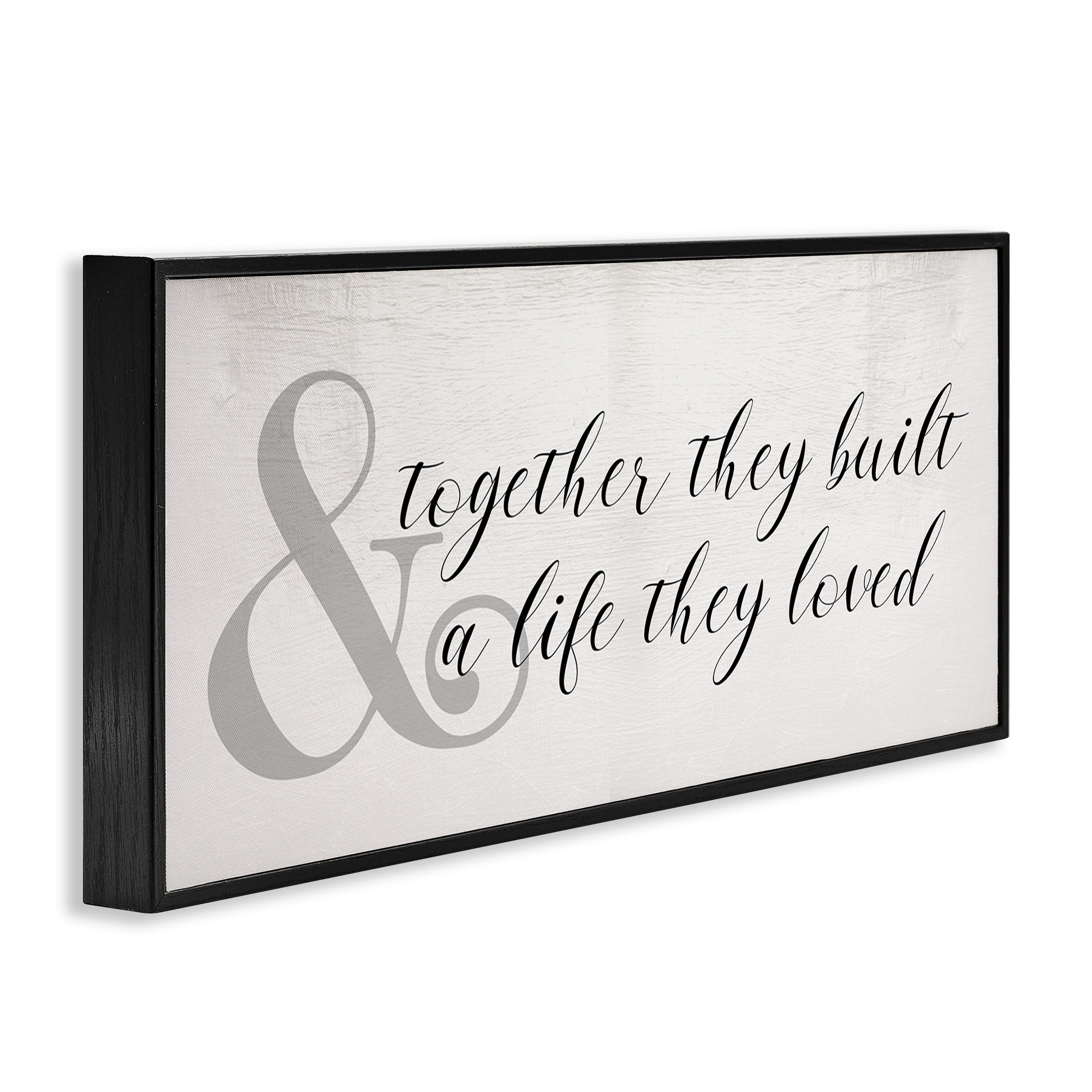 Stupell Industries Rustic Romance with Ampersand Typography Painting Black Framed Art Print Wall Art, 24 x 10