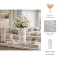 thumbnail image 5 of Decorative Waffle Texture Sculptural Vase for Living Room Decor - Modern Ceramic Flower Vase for Home, Bedroom, Office, and Table Decor - Textured Stoneware Design Accent for Dining Room - 12", White, 5 of 12