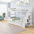 thumbnail image 6 of Twin Size Solid Wood Platform Bed Frame with Stairway Storage Function in White Color, 6 of 14