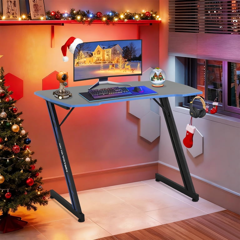 39 inch Gaming Desk Z-Shaped Leg PC Computer Desk with Headphone