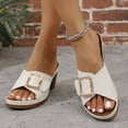 thumbnail image 3 of Mepaouo Women's Sandals Peep Toe Heel Slides Mules Single Band Comfort Dressy Slip on Shoes, 3 of 7