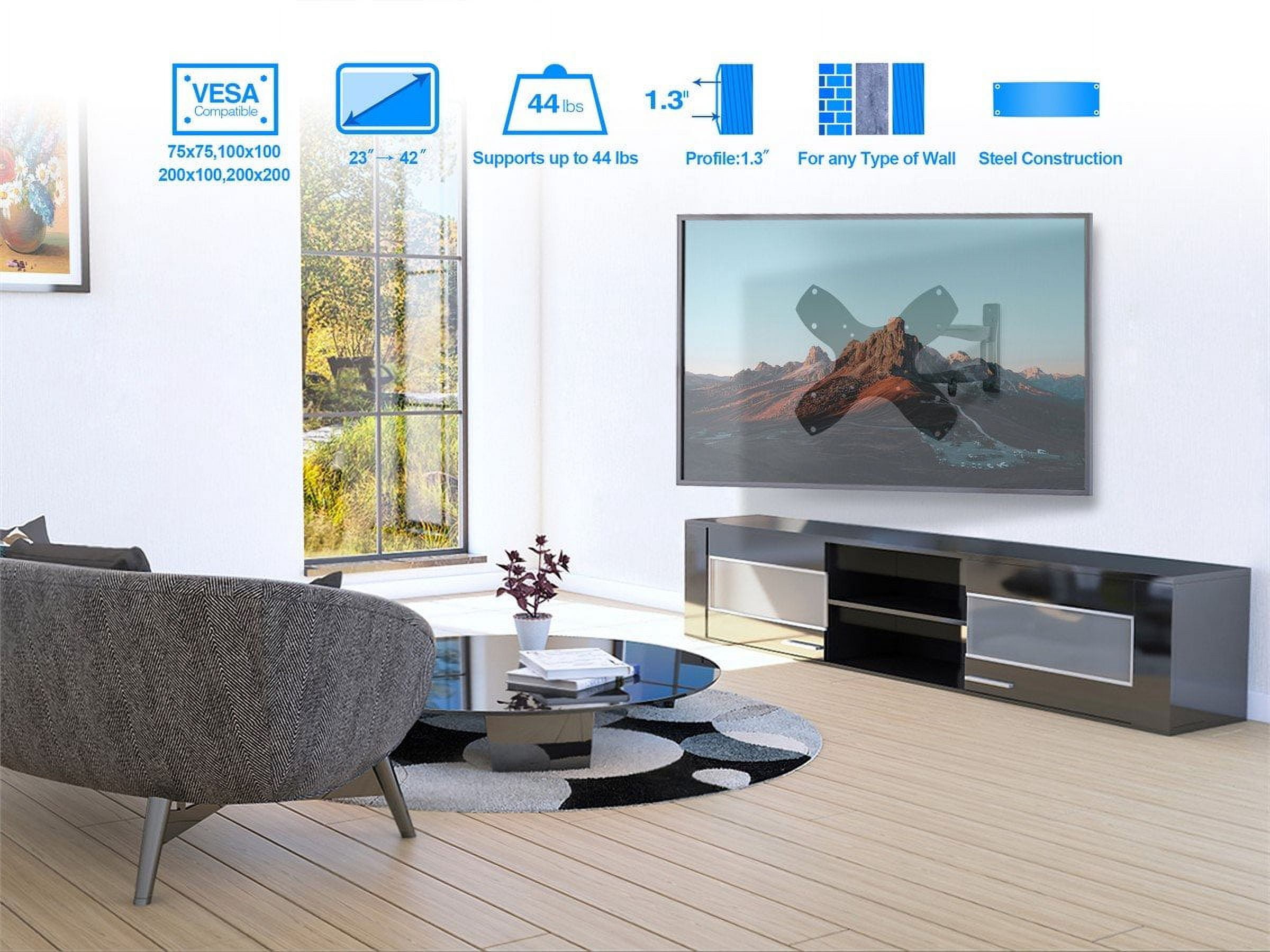 Monoprice Premium Full Motion TV Wall Mount Bracket For 23" To 42" TVs up to 44lbs, Max VESA 200x200, UL Certifi