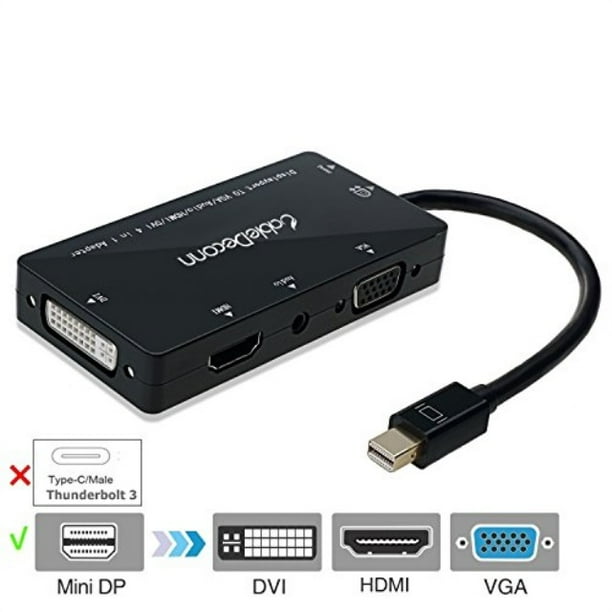 Cabledeconn 4 In 1 Mini Displayport Compatible Thunderbolt To Hdmi Dvi Vga Adapter Cable With Audio Output Converter For Apple Macbook Air Microsoft Surface Pro Supports 3 Monitors At The Same Time Walmart Com Walmart Com