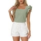 thumbnail image 1 of INSPIRAR CHIC Blusas de Cuadros para Mujeres con Cuello Cuadrado y Mangas de Volante Verano XS Verde Oscuro, 1 of 6