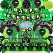 Video Game On PriNst Theme Party Decorations Set Happy Birthday Banner Balloons Tablecloth Foil Curtain Cake Toppers For Birthday Party, Boys Party, Family Party Supplies