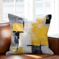 thumbnail image 2 of Abstract Mottled Throw Pillow Cover Retro Yellow Gary Stitching Cotton Linen Cushion Cover Throw Pillow Case with Invisible Zipper for Couch Sofa Bed Chair Car 16x16 Inch, 2 of 12