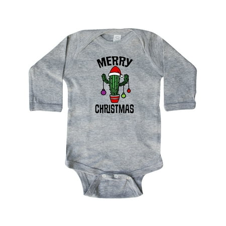 

Inktastic Merry Christmas Cactus Cute Gift Baby Boy or Baby Girl Long Sleeve Bodysuit