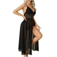 thumbnail image 3 of Aboser Womens Nightgowns Sleepwear Elegant Mesh Sheer Nightdress Flowy Split Long Sleepwear Breathable V Neck Lace Chemise Sleepshirts, 3 of 9