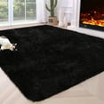 thumbnail image 2 of Hasoo 5' x 8' Fluffy Shaggy Soft Area Rug for Living Room Dorm Home Decor Aesthetic, Black, 2 of 7