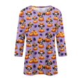 thumbnail image 7 of Halloween Shirts Women Spooky 3/4 Sleeve Tops Horror Halloween Ghost Pumpkin Printed T Shirts Funny O Neck Pullover Three Quarter Length Blouse,4XL, 7 of 7