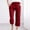 Red, variant on Women Cotton Linen Casual Pants Knee Length Capri High Waist Adjustable Drawstring Relaxed Loose Comfy Casual Linen Pants