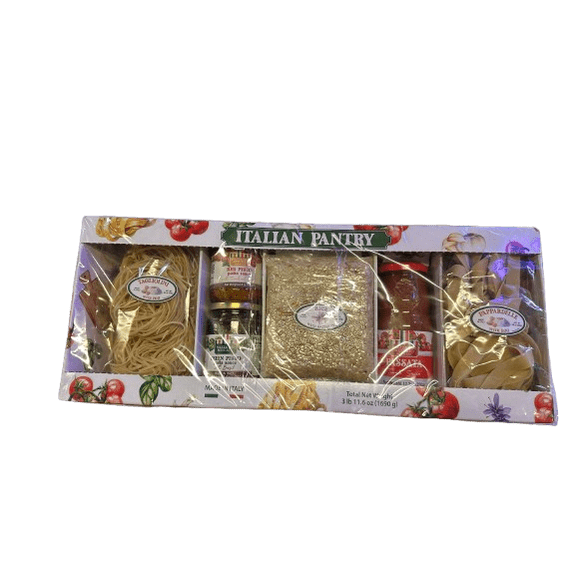 Italian Pantry Gourmet Cooking Gift Set, 7-Piece Pasta & Sauce Variety Box with Cutting Board, Made in Italy