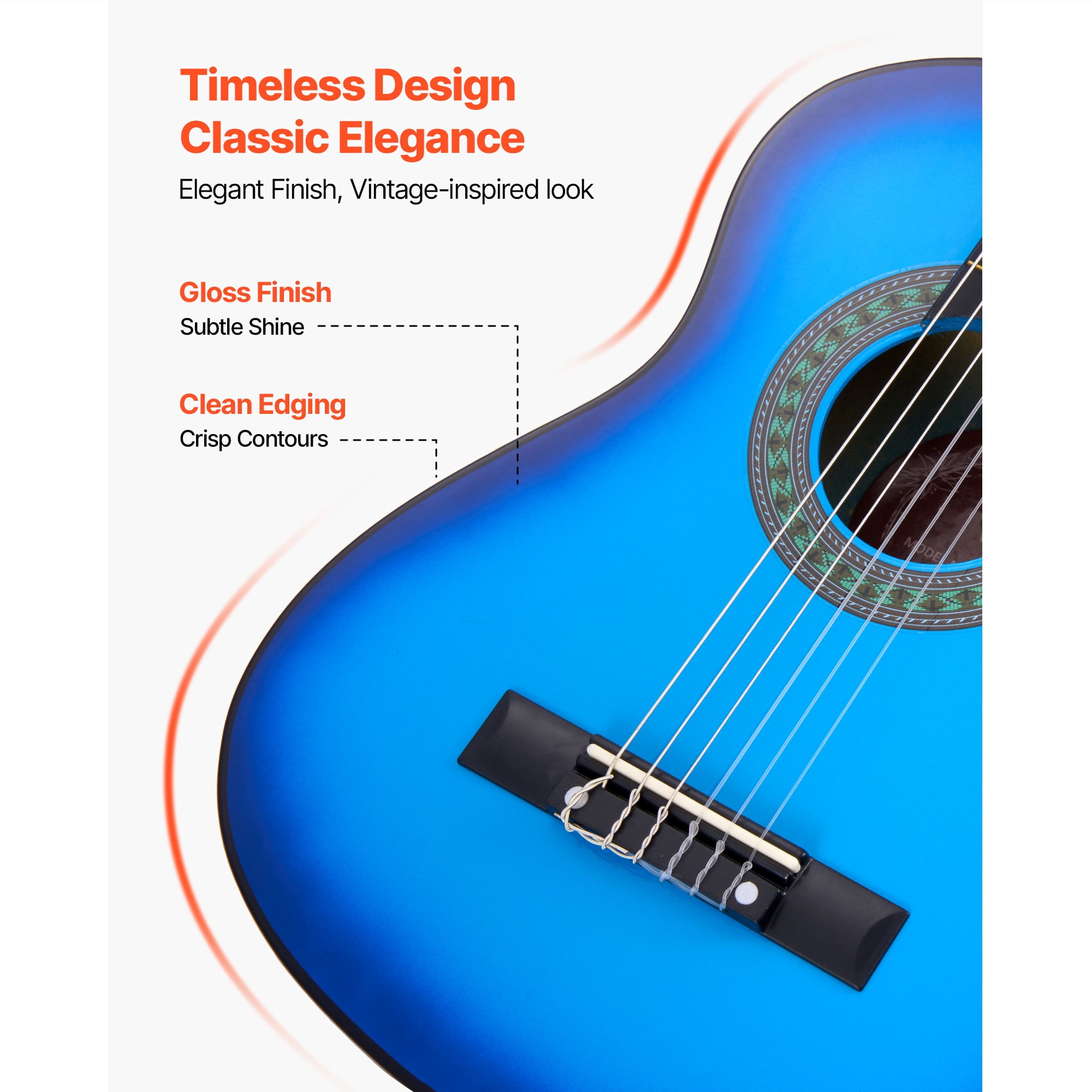 KFFKFF 30-Inch Classical Guitar Starter Kit, Wooden Acoustic Guitar for Beginners, Includes Nylon Strings, Gig Bag, Strap, Tuner, Extra Strings, Picks, and Capo, Ideal for Kids, Girls, Boys