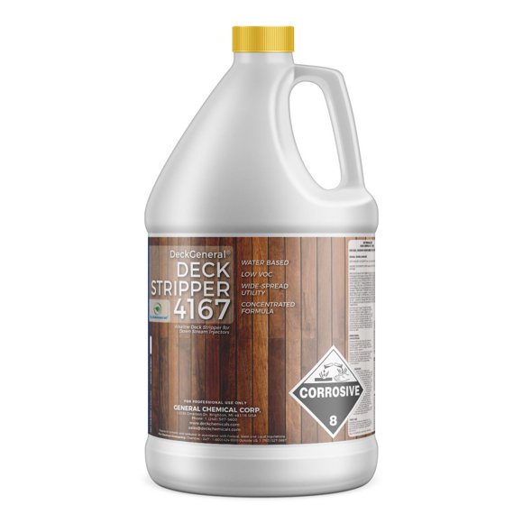DeckGeneral - Downstream Injectable Deck Stripper 4167 - Water-Based Alkaline Wood Stain Remover - for Stripping Paint, Varnish, Sealer & Stain from Patios, Fences & Outdoor Furniture - 1 Gallon Jug