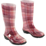 Women's Pink Plaid Rain Boots