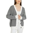 thumbnail image 2 of INSPIRE CHIC Women's Striped Cardigan Sweaters Open Front Button Down V Neck Cardigans, 2 of 5