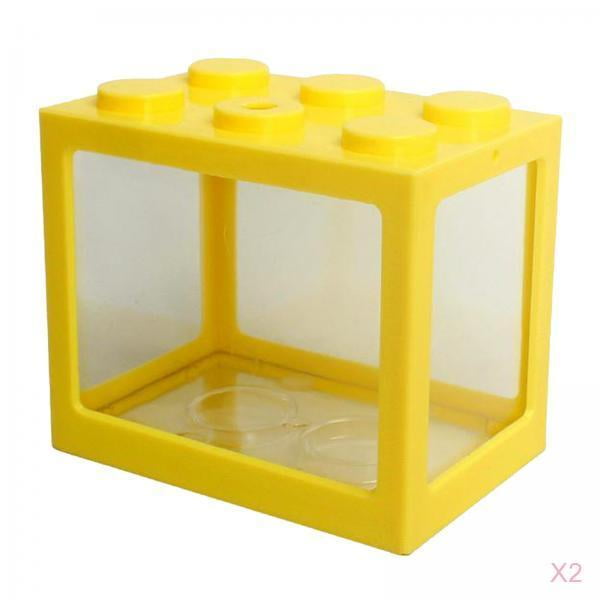 de de acuario de 2 piezas, bloques de construcción superpuestos de escritorio ecológico amarillo Yuyangstore Tanque de acuario de escritorio