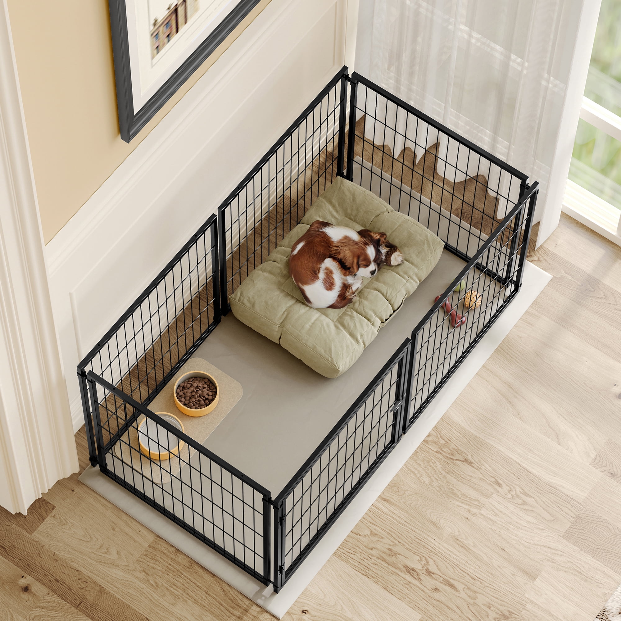 Jopath 48" Indoor Dog Cage with Top Pet Cage Dog Kennel for Medium Dogs Puppy Dog Playpen Black 48"L x 26.3"W x 23.8"H
