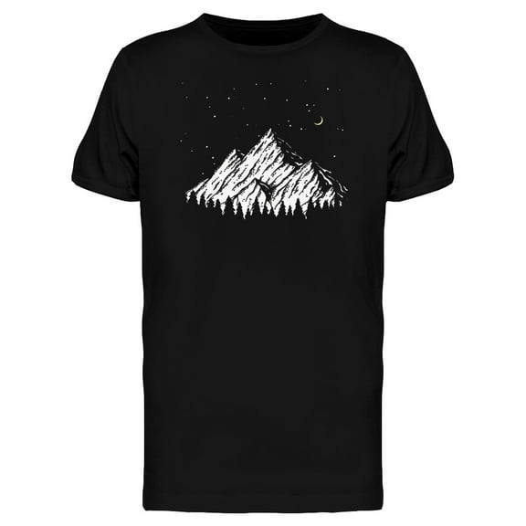 Mountain At Night Pine Forest Tee Men's -Image by Shutterstock
