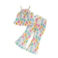thumbnail image 2 of MIXUE Toddler Girls Outfit Sets Summer Floral Print Spaghetti Strap Camisole Tops And Flared Pants Two Piece Activewear,Multicolor,3-4 Years, 2 of 8