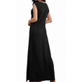 thumbnail image 3 of 2025 Women Summer Round Neck Casual Loose Split Wrinkle-Free Long Maxi Vacation Dress with Pockets, 3 of 9