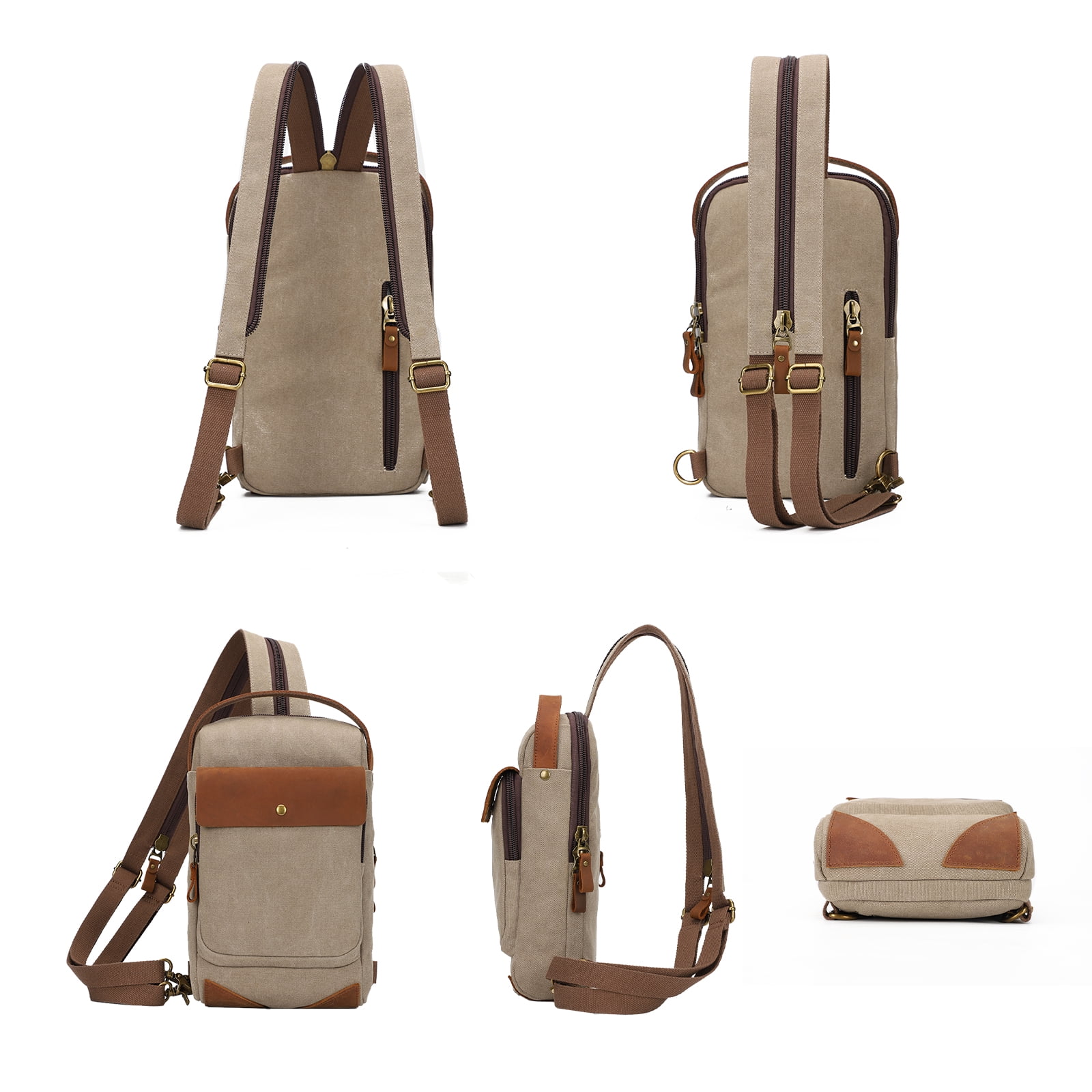 KL928 Canvas Sling Bag Crossbody Backpack Shoulder Casual Rucksack for Men Women