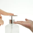 thumbnail image 3 of Unique Bargains 1 Pc Reusable Cylinder Glossy Soap Dispenser 11.84oz Clear Silver Tone, 3 of 6