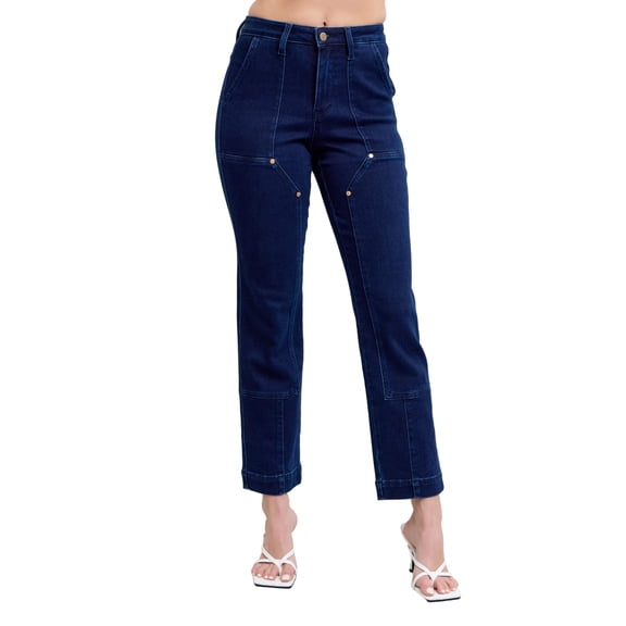 Judy Blue Full Size Hw Work Wear Knee Patch Straight Jeans Plus Size