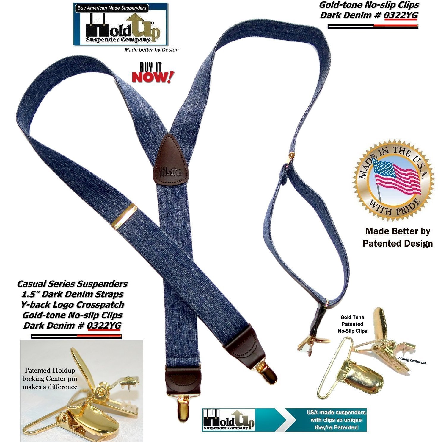 Holdup Suspender Company Inc Holdup Suspenders Yback Dark Blue Denim