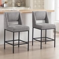 thumbnail image 4 of Zesthouse 26.4" Modern Counter Stools Set of 4, Linen Fabric Bar Stools with Back and Metal Legs, Extra Thick Upholstered Counter Height Chairs for Kitchen Island, Gray, 4 of 13