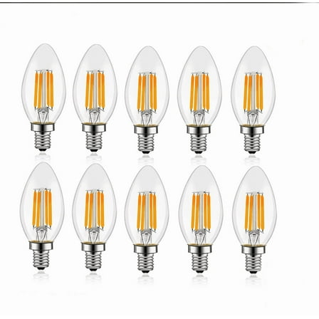 10 Pack Dimmable LED Candle Bulbs, C35 E12 4W Vintage Edison LED Filament Bulb Clear Glass 2700K Warm White,40W Equivalent,LED Light Bulbs Chandelier Decorative Light Bulb