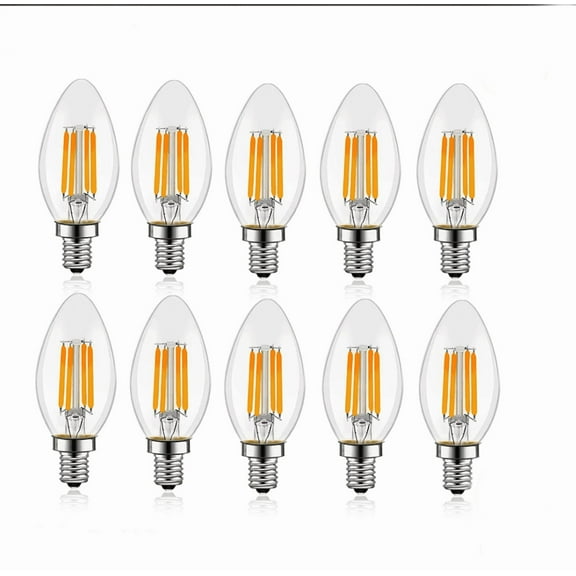 10 Pack Dimmable LED Candle Bulbs, C35 E12 4W Vintage Edison LED Filament Bulb Clear Glass 2700K Warm White,40W Equivalent,LED Light Bulbs Chandelier Decorative Light Bulb