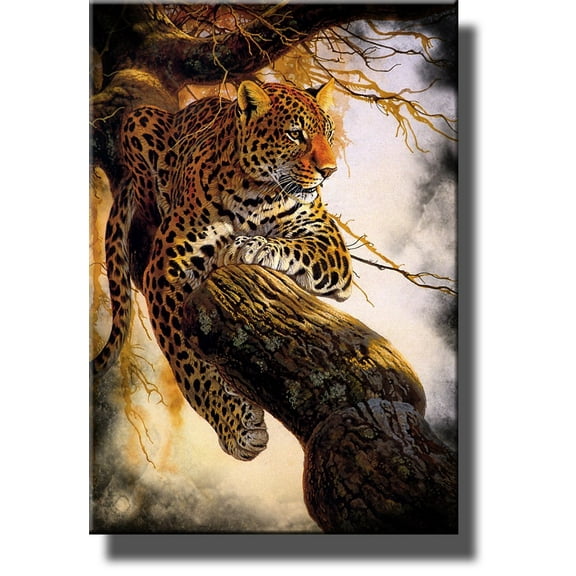 Leopard on a Tree, Wildlife By Al Agnew Picture on Stretched Canvas, Wall Art Decor Ready to Hang!.