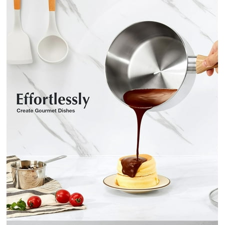 Stainless Steel Saucepan 6PCS Set with Heat-resistant Bakelite Handle, Tri-ply Base for Induction